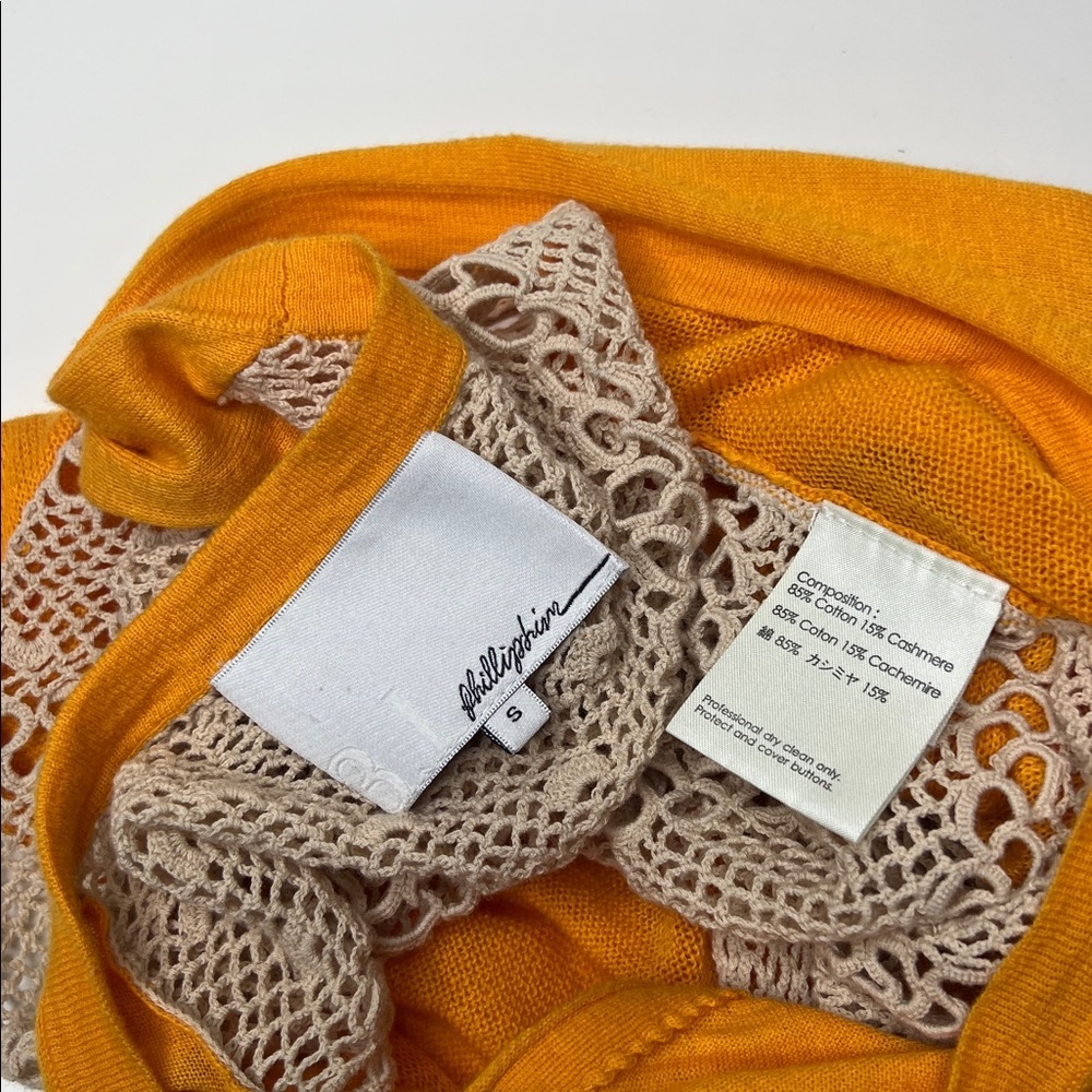 3.1 Phillip Lim Vibrant Orange Button-Up Vest Lace Back Front Pockets Small - Picture 6 of 8